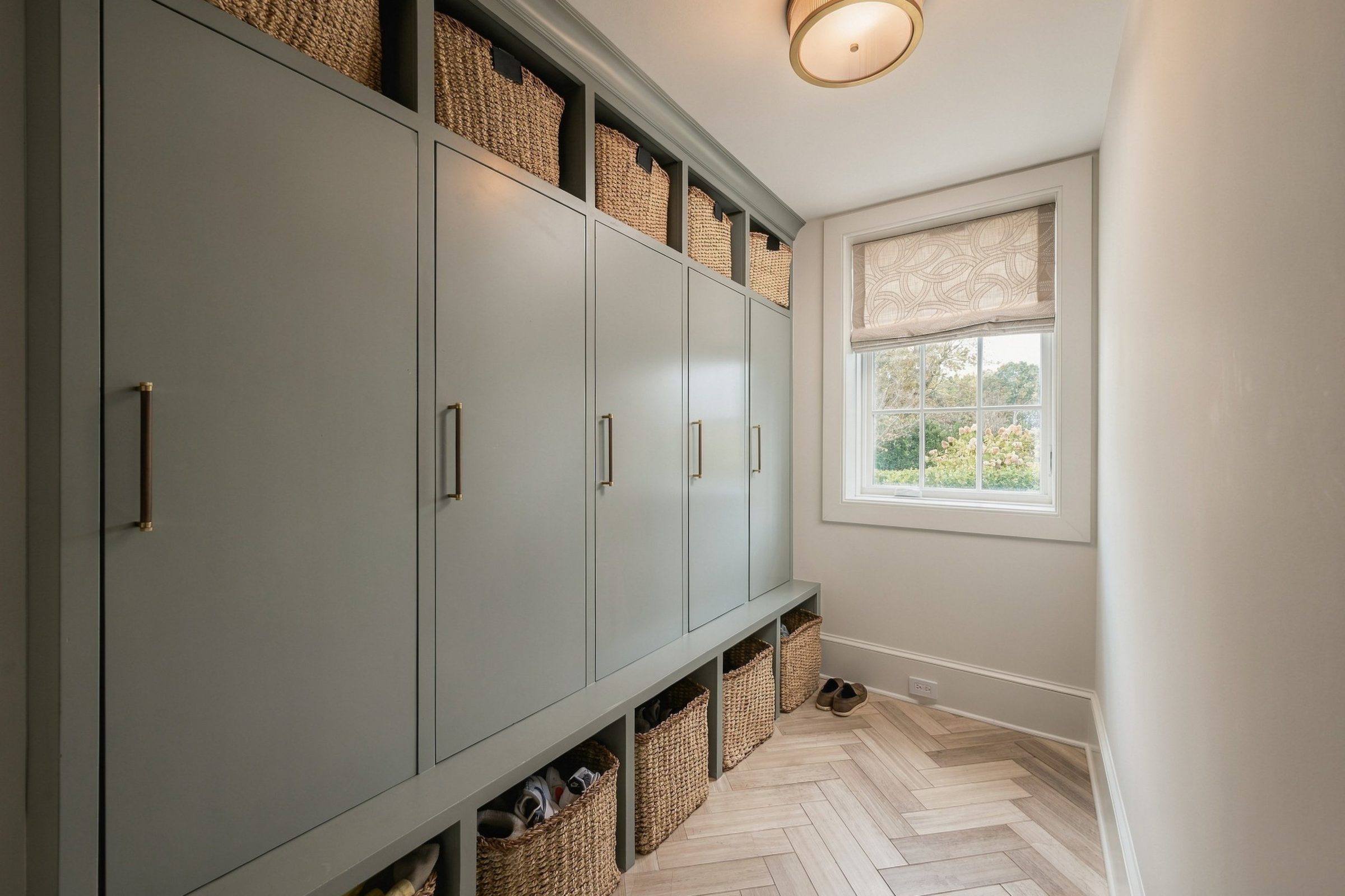 Mudroom with built-in lockers
