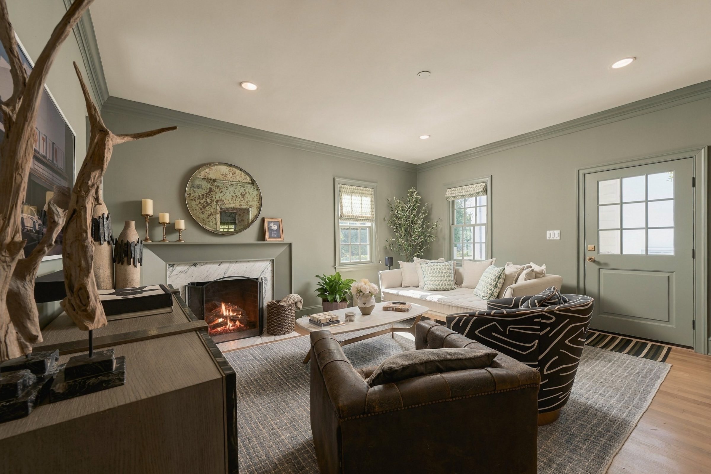 Rose Cottage living room with a gas fireplace