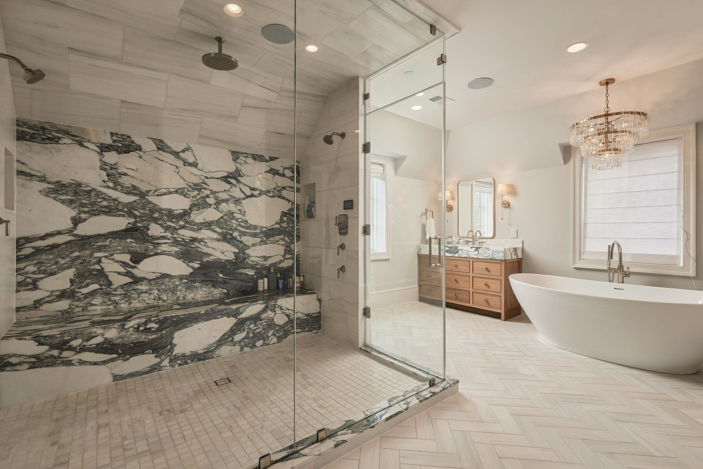 Marble shower enclosure