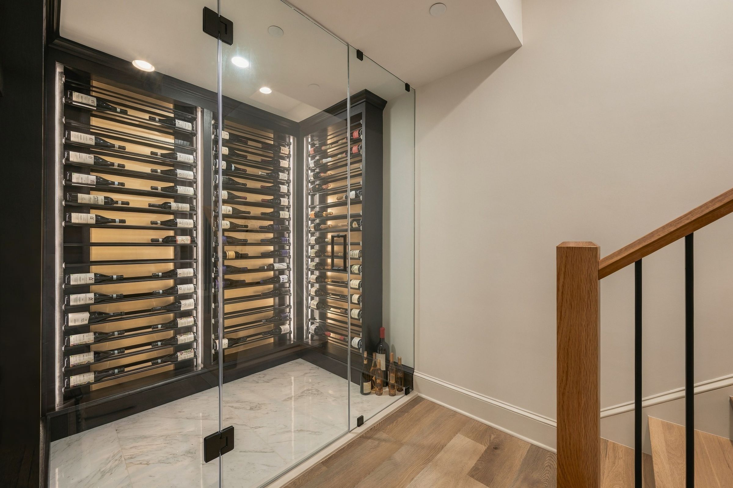Glass-enclosed wine room