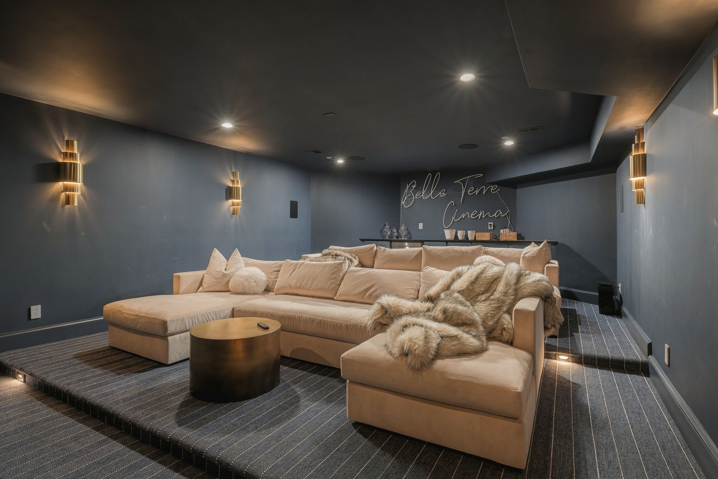Home theater with bar area