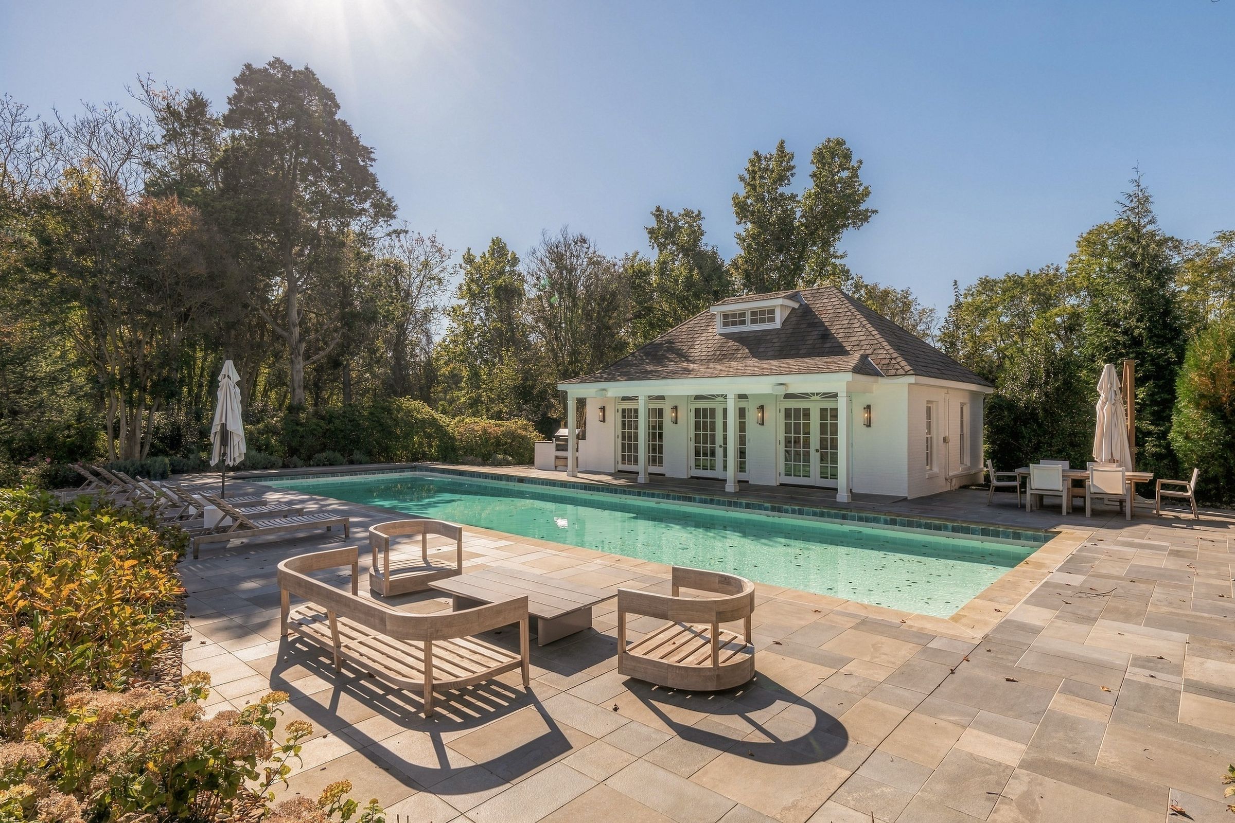 Pool terrace and pool house