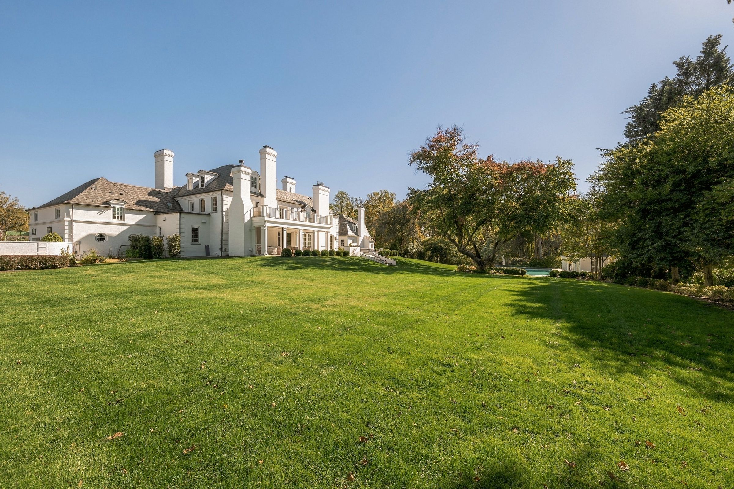 The rear lawn and main house