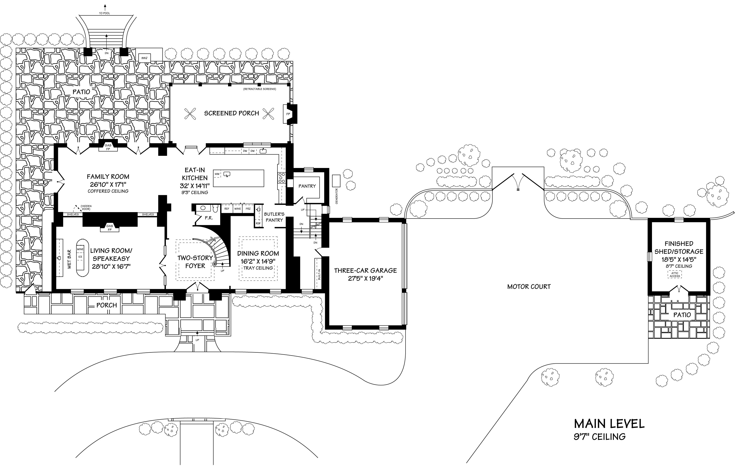 Main house, main level floor plan